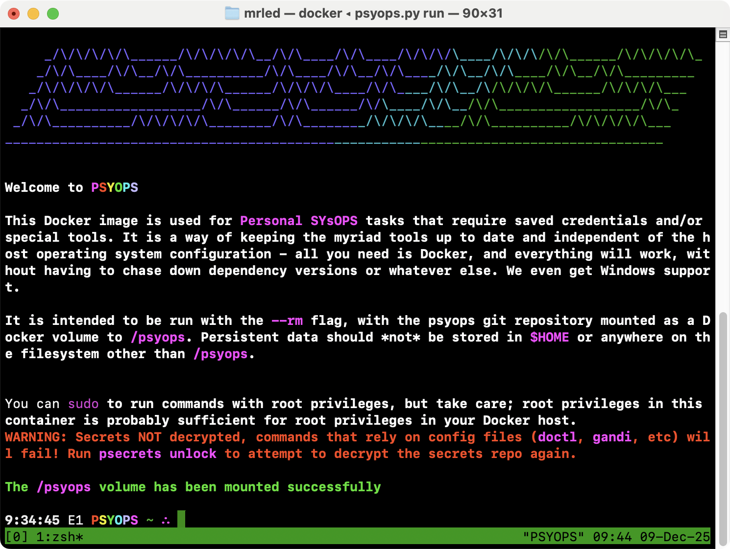 Screenshot of the psyops docker image running in a terminal